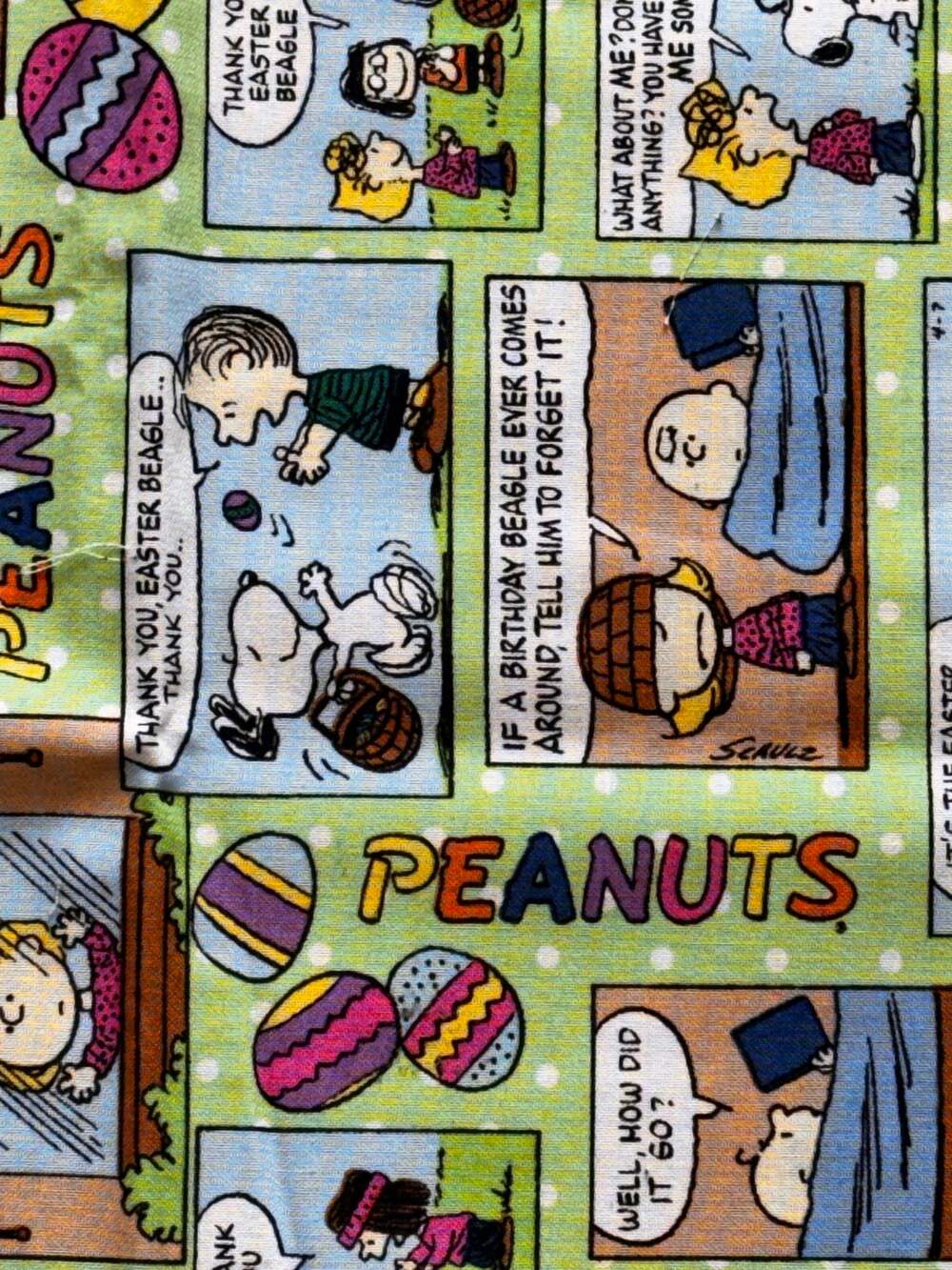 Peanuts Easter Beagle Fabric Cut 1.25 Yards Snoopy Cotton Craft Material NWOT
